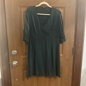 Quince Forest Green washable silk dress